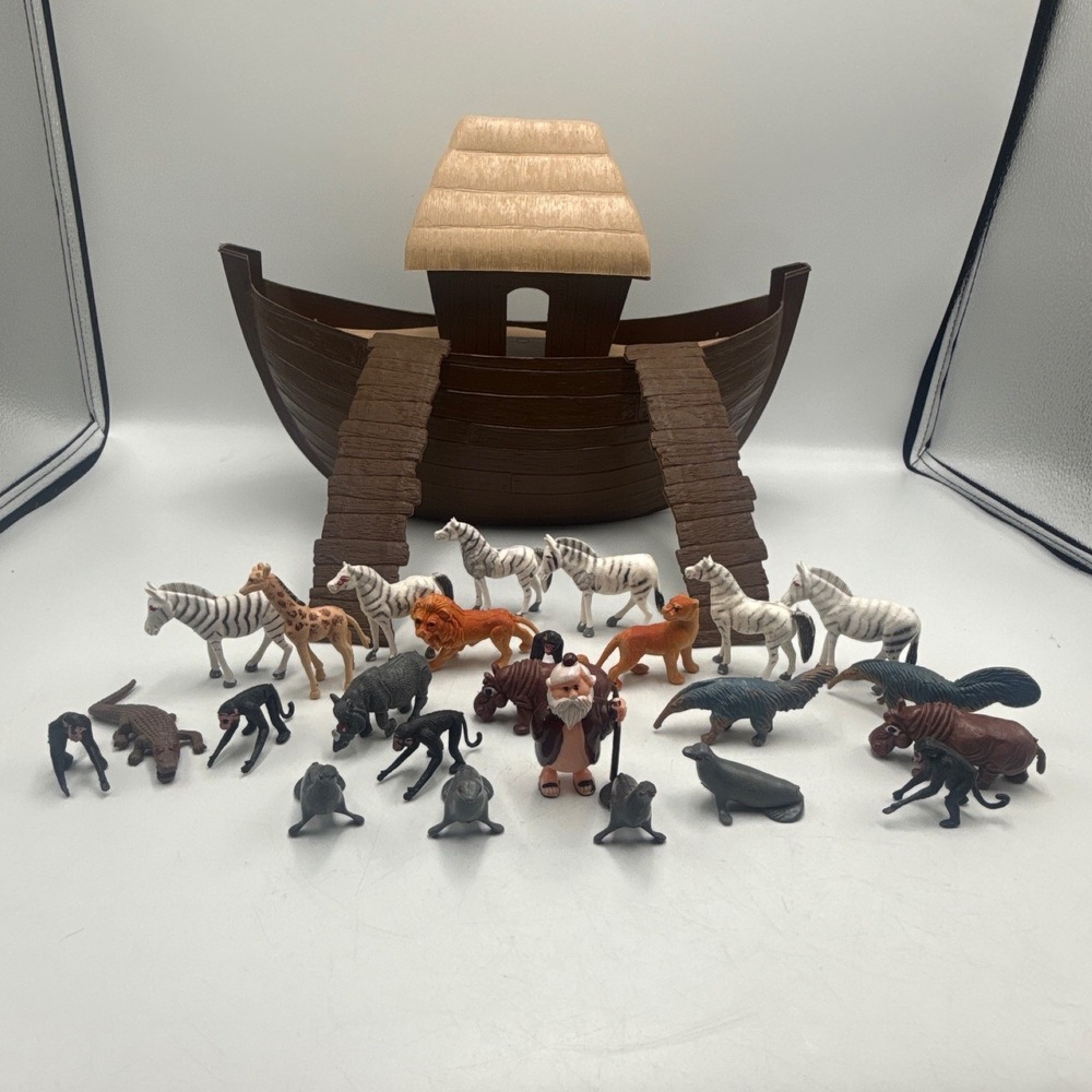 Vintage ARCO Gas Station Noah's Ark Playset with Animals and Noah Figure